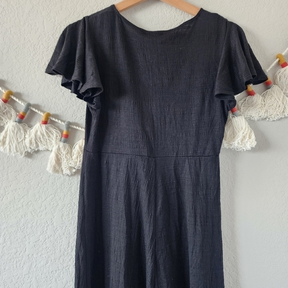 Max Studio Cinched Front Flutter Sleeve Midi Dress Black Minimalist Casual NWT S - Picture 11 of 12